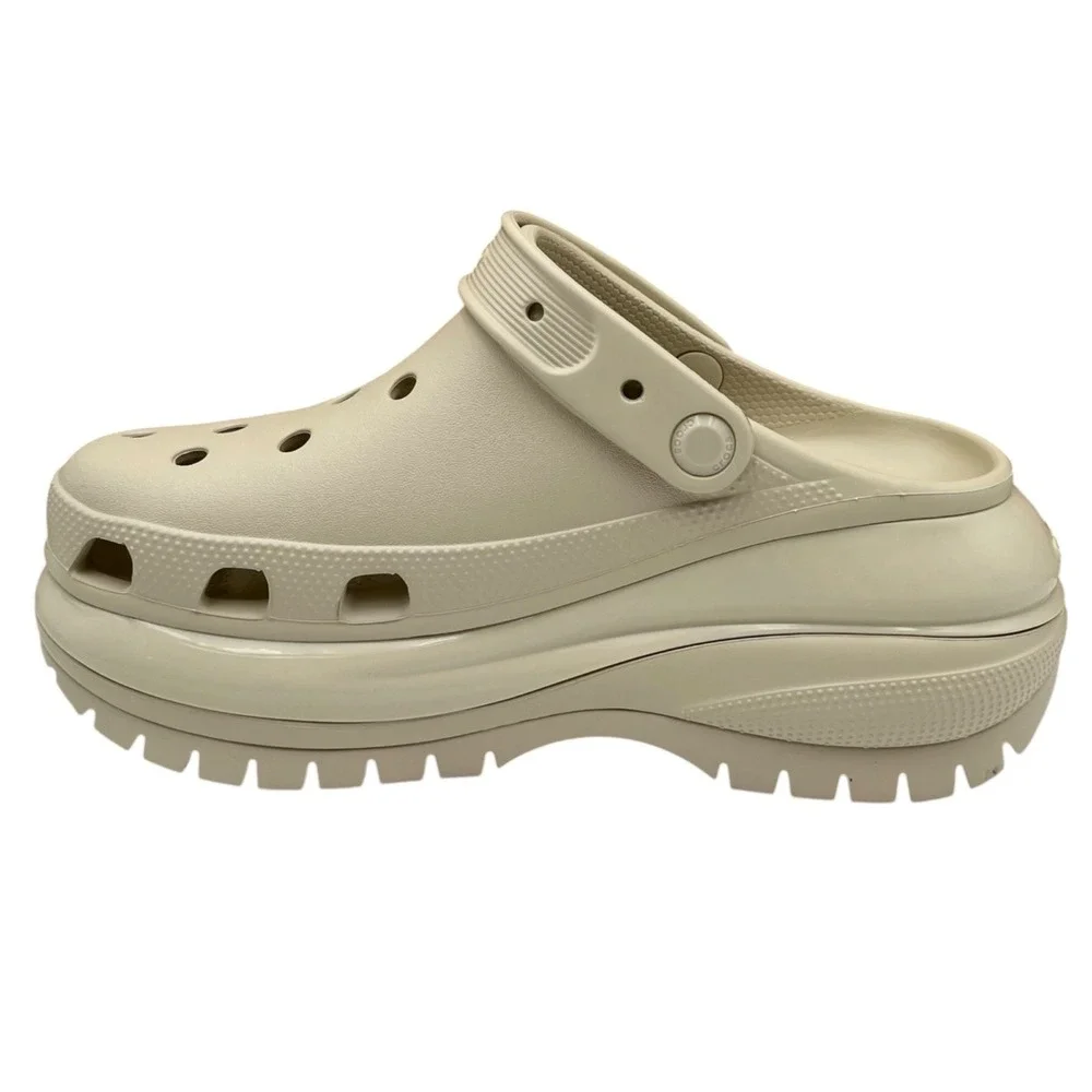 Crocs Women's Mega Crush Chunky Platform Clogs Size 9 Bone Beige Slip-on Sandals